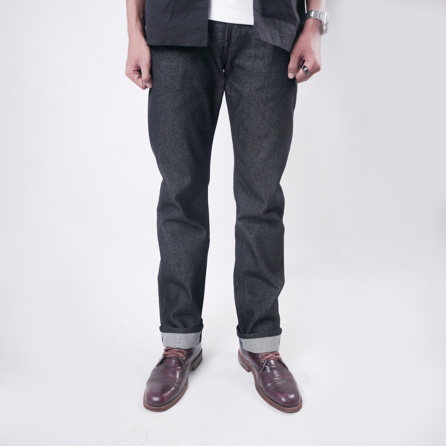 OPHION BLACK 14oz SANFORIZED SLIM STRAIGHT CUT