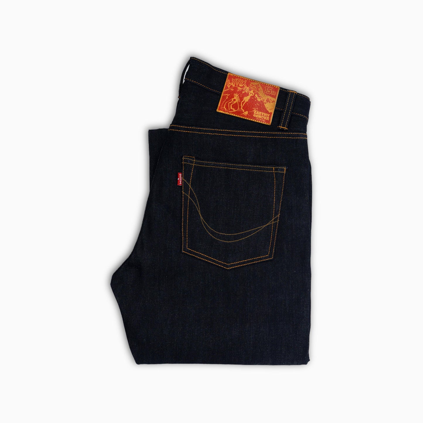 LYNX 15oz UNSANFORIZED SUPER DEEP INDIGO RED LINE SELVEDGE SLIM STRAIGHT CUT