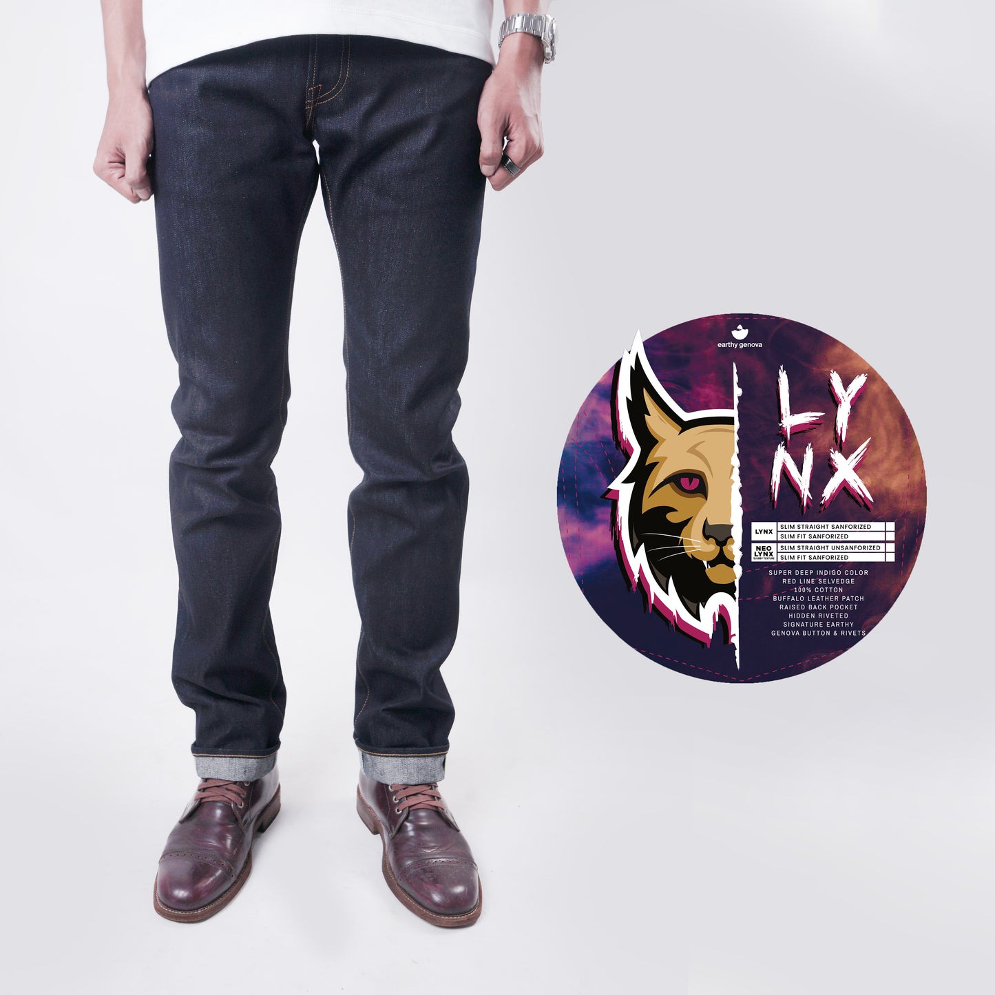 LYNX 15oz SANFORIZED SUPER DEEP INDIGO RED LINE SELVEDGE SLIM FIT CUT