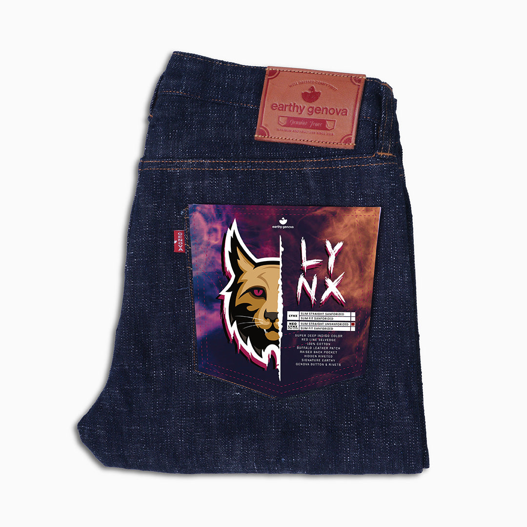 NEO LYNX 17oz UNSANFORIZED SUPER DEEP INDIGO RED LINE SELVEDGE SLIM SRAIGHT CUT