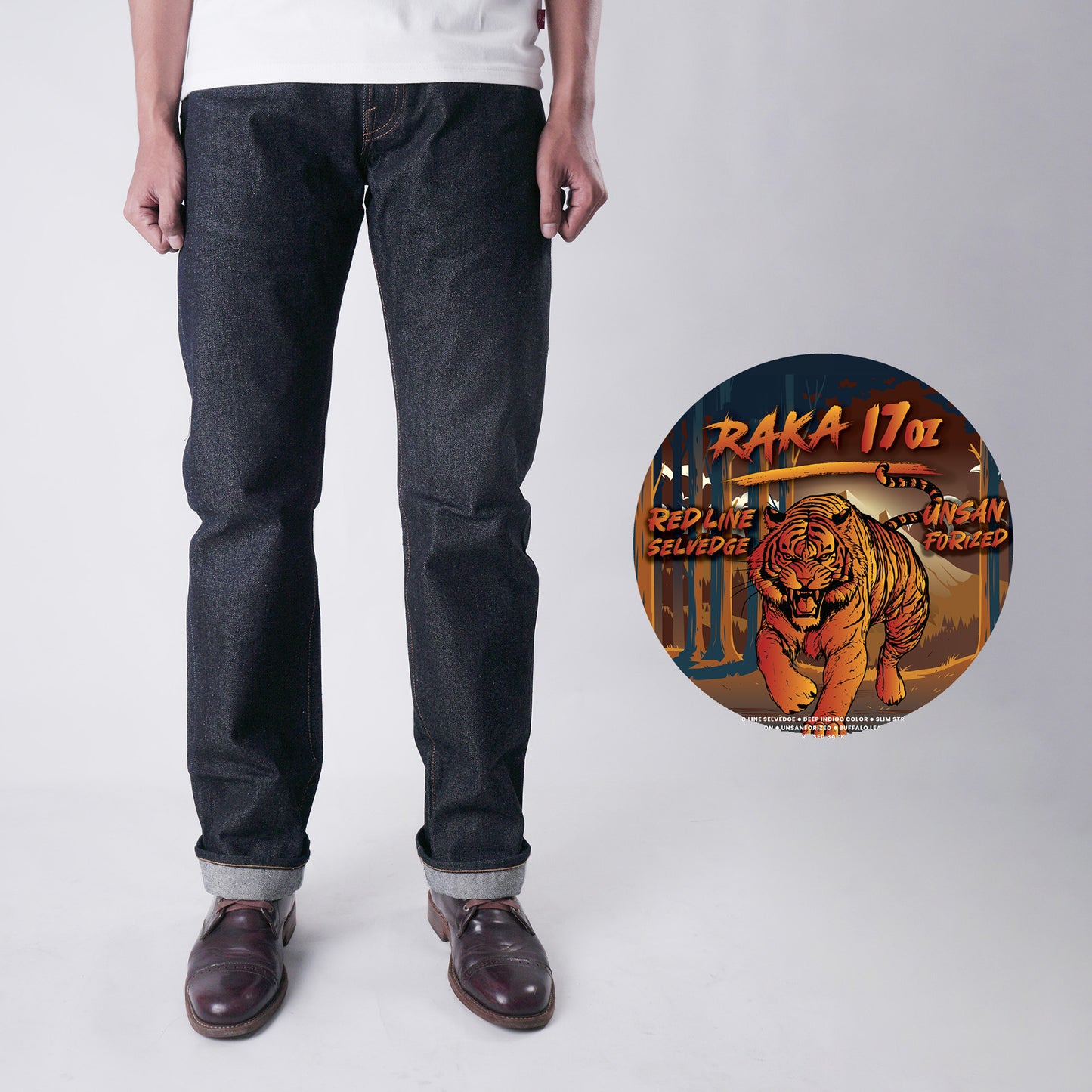 RAKA 17oz UNSANFORIZED RED LINE SELVEDGE SLIM STRAIGHT CUT