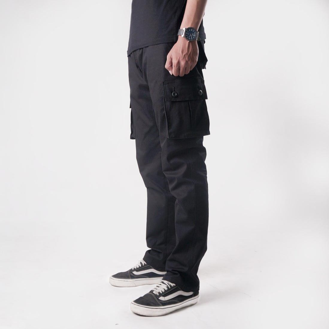 CARGO PANTS BLACK SLIM FIT CUT